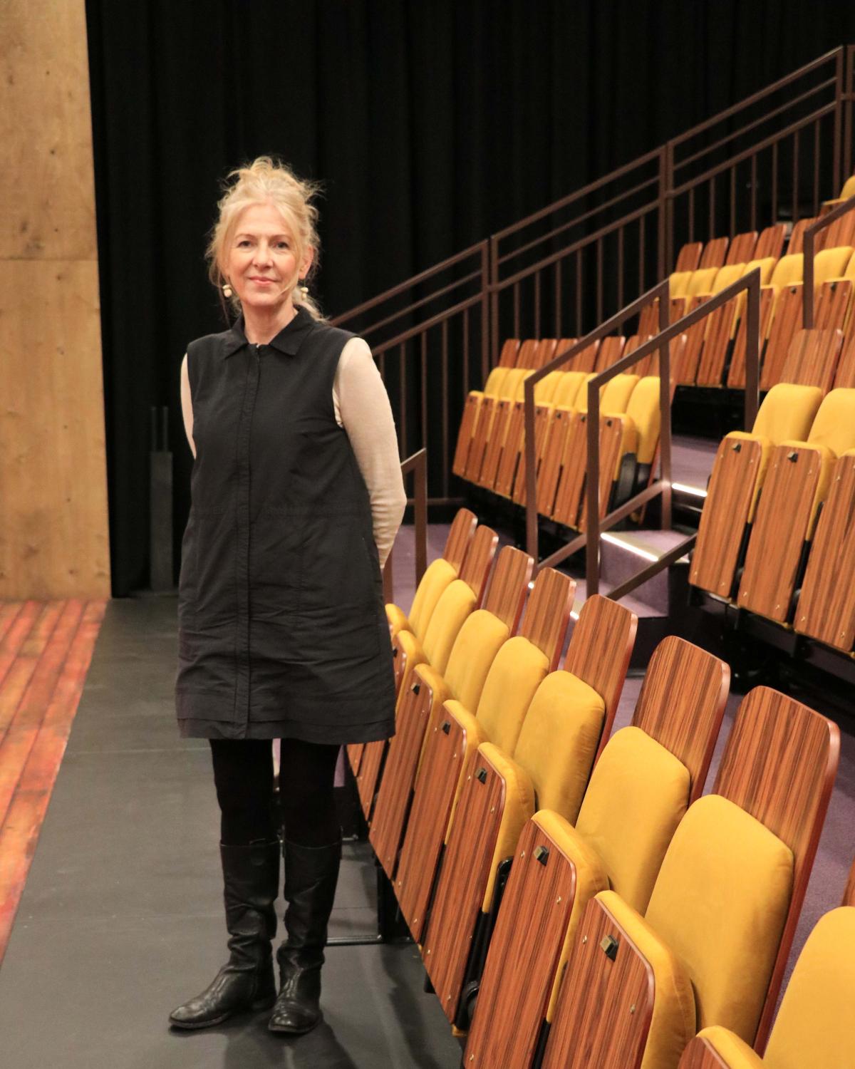 Gill Perkins standing in the Bell Shakespeare