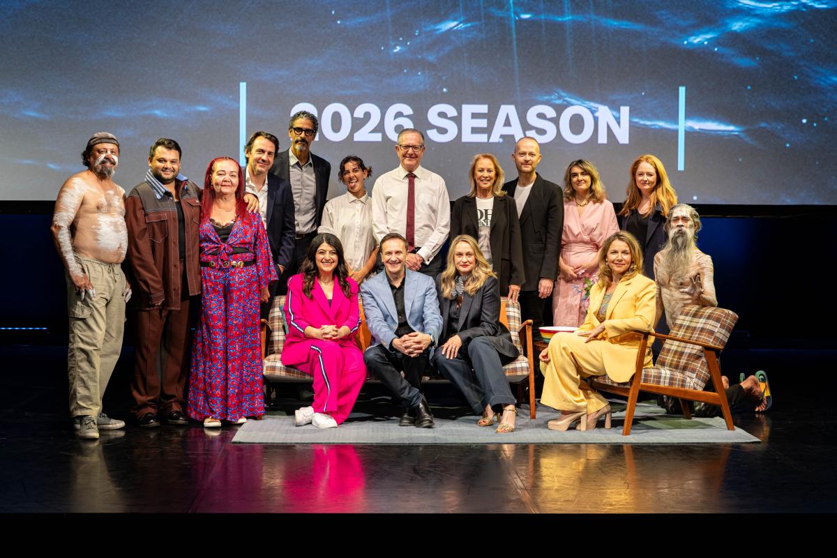 Mitchell Butel and the Sydney Theatre Company Team on stage together for a photo